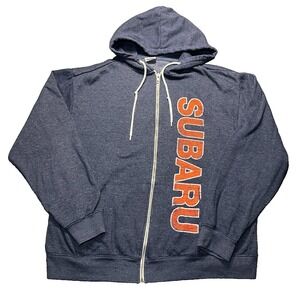 Vintage Subaru Sweatshirt Adult Large Blue Retro Full Zip Hoodie Rare Faded